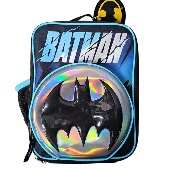 NWT DC Comics BATMAN Lunch Bag Box w Water Bottle Pocket & Pockets Kids School - Picture 1 of 11